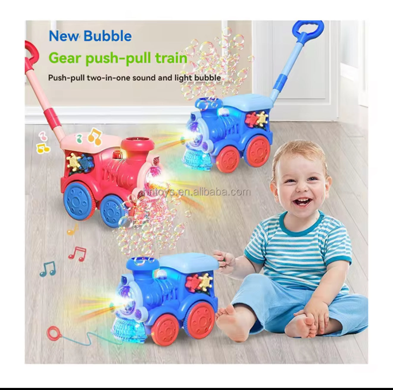 Rechargeable train bubble push car