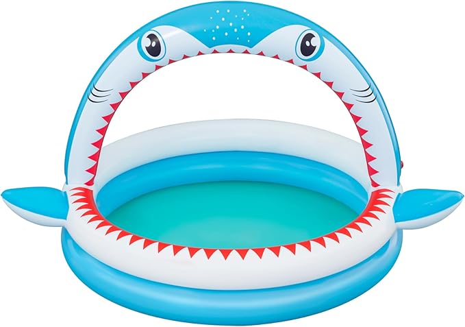 Bestway Sharktastic Paddling Pool with Water Sprinkler 163 x 127 x 92 cm