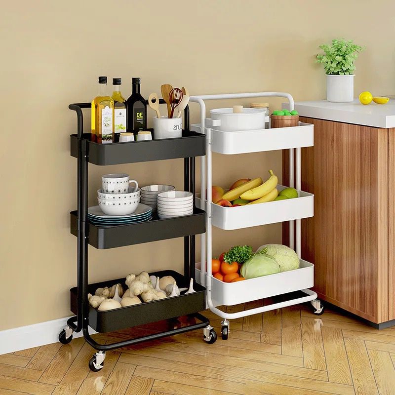 Multipurpose Trolley - 3 Layers Metal Household Bathroom Kitchen Trolley with Wheel
