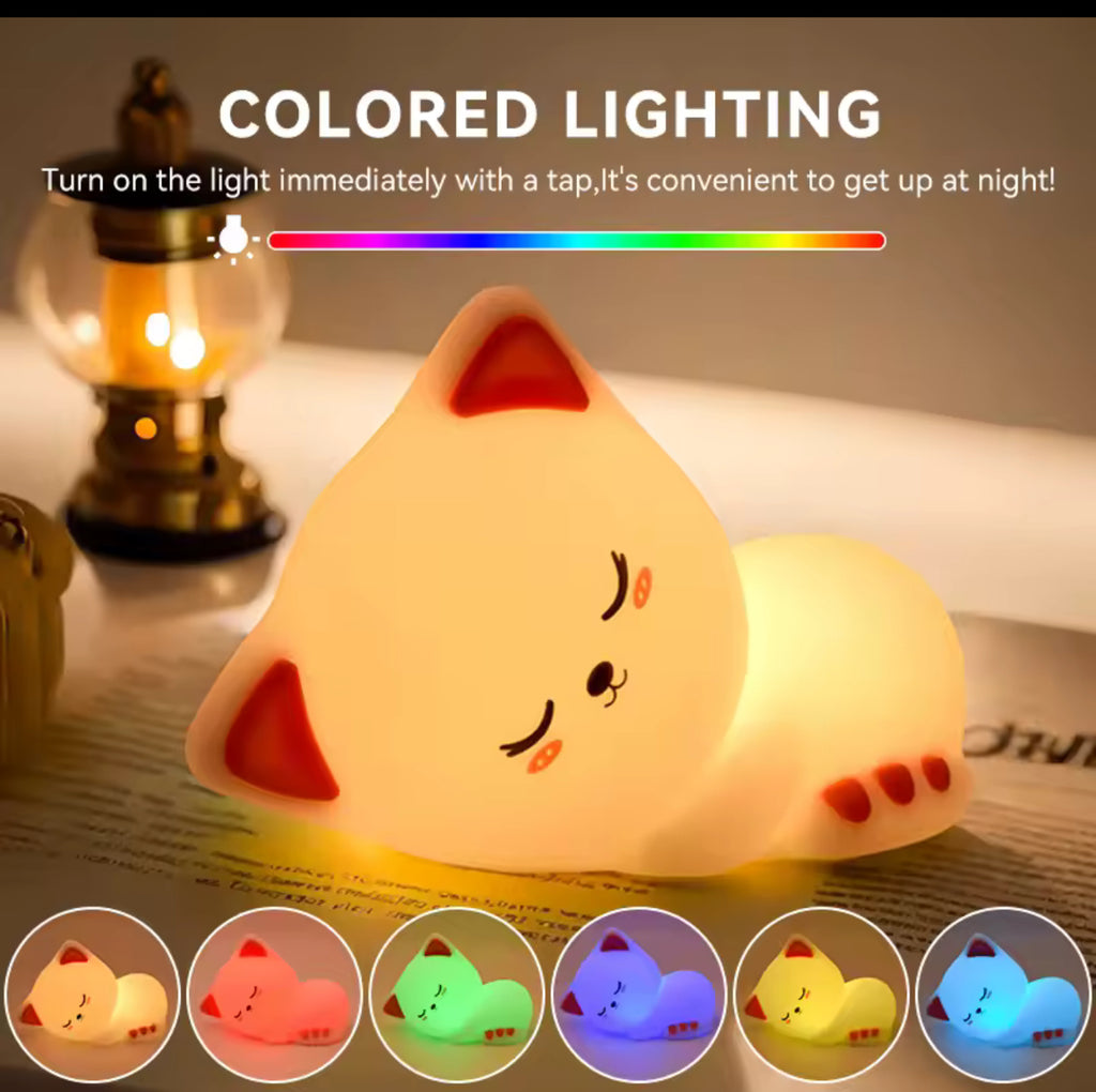 Sleeping cat silicone lamp