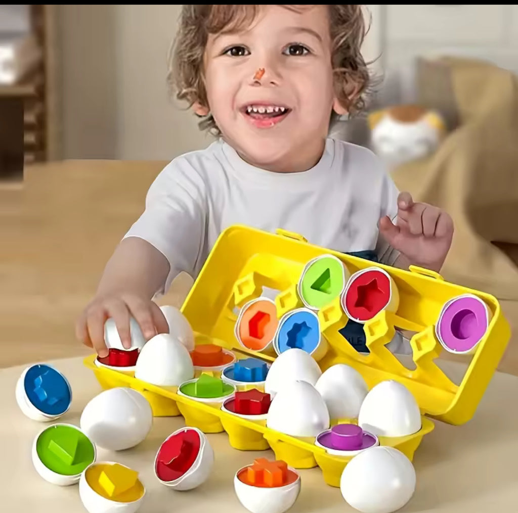 Shape sorting eggs