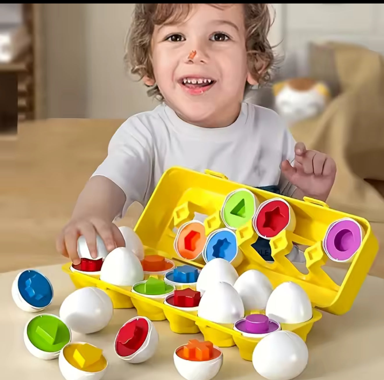 Shape sorting eggs