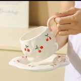 Cherry ceramic mug saucer