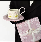 Floral ceramic mug saucer