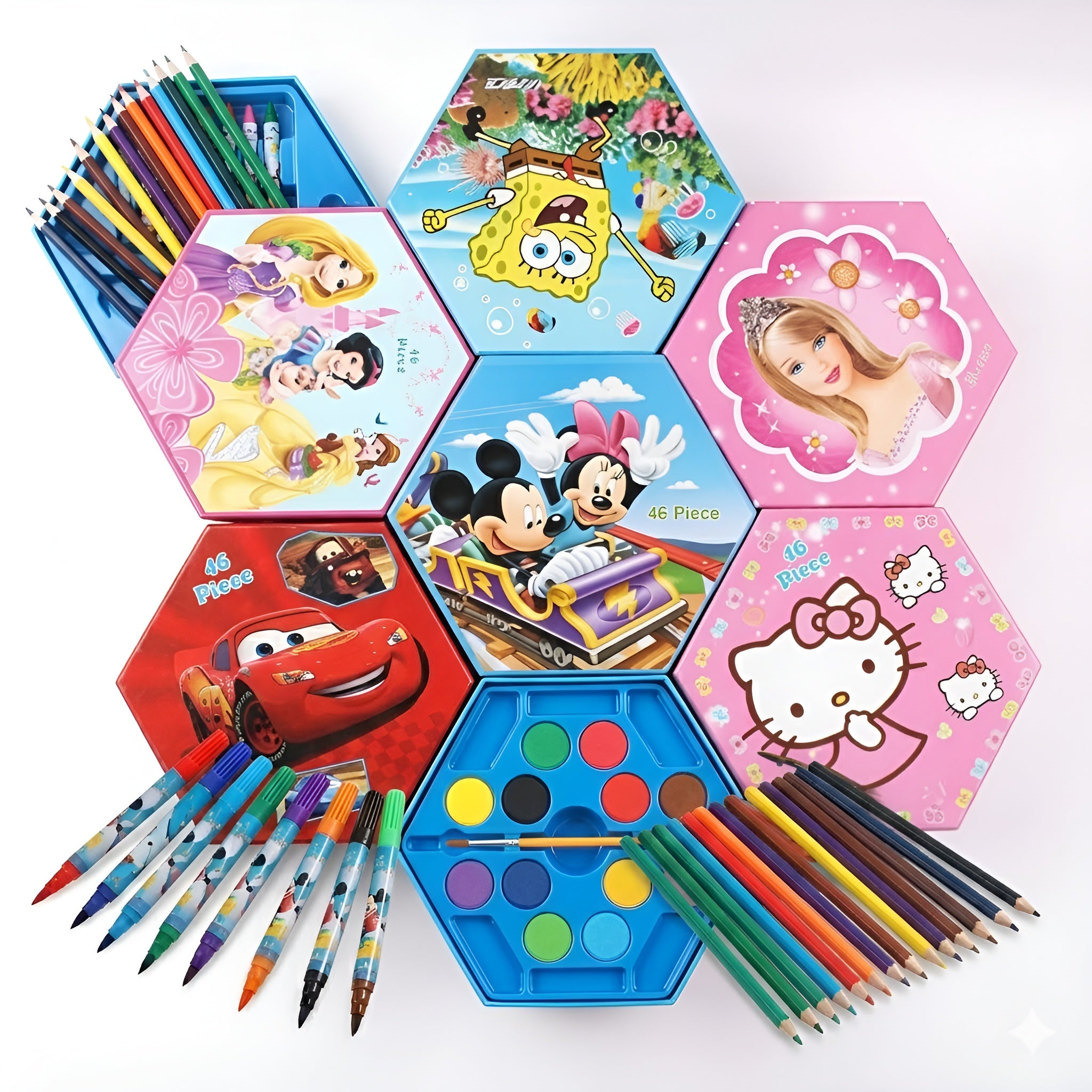 Portable Drawing Kit with Crayons, Pencils, Paints & Markers