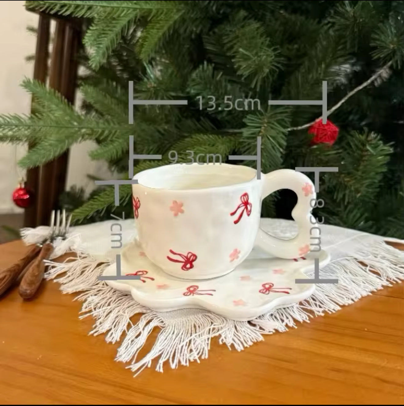 Korean inspired ceramic mug with saucer