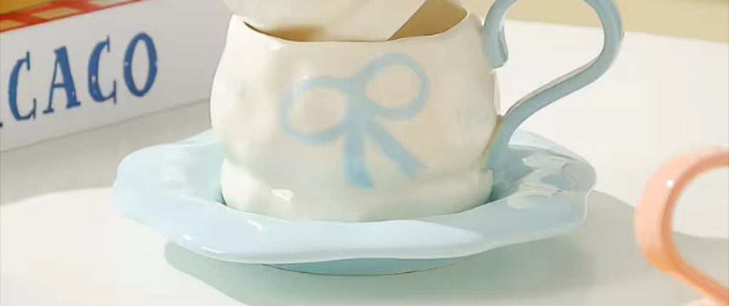 Bow ceramic mug saucer