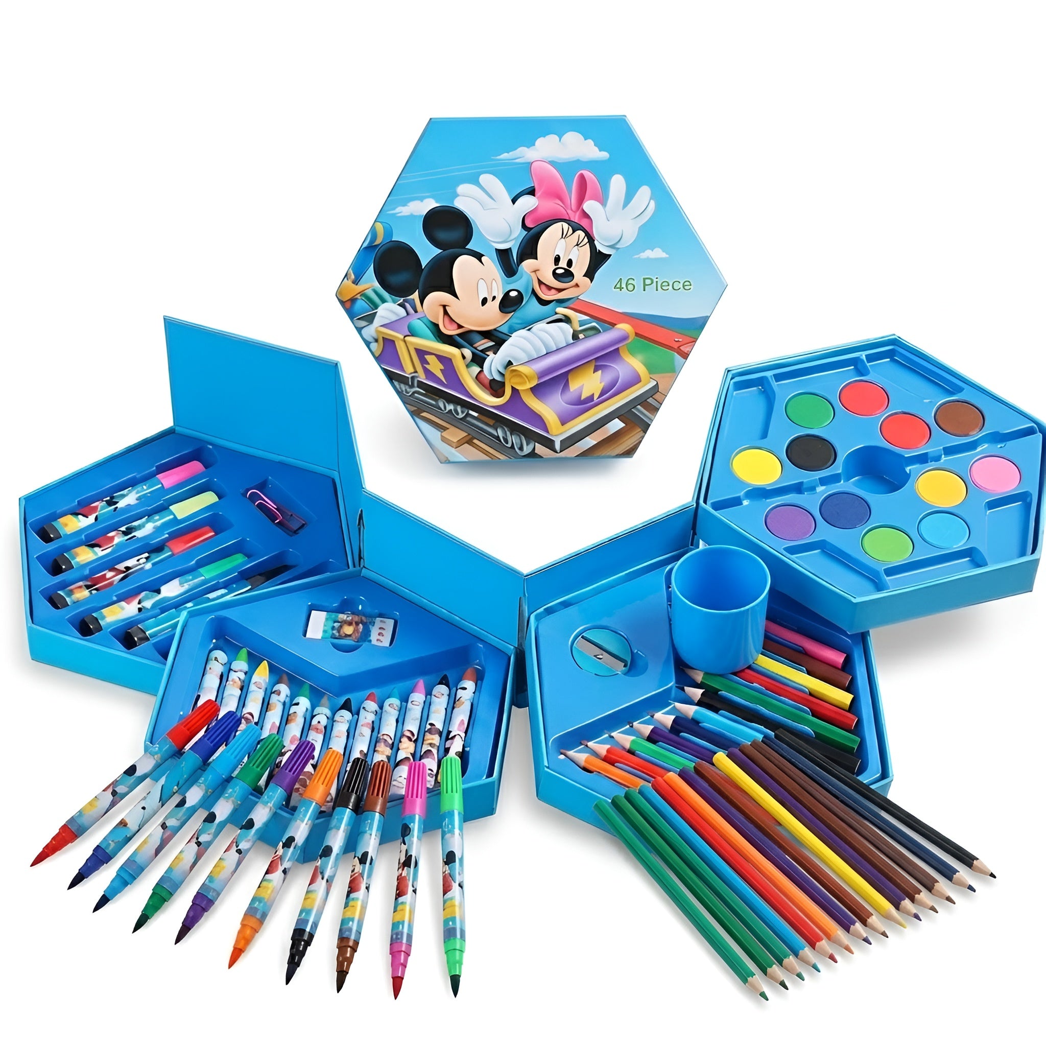 Portable Drawing Kit with Crayons, Pencils, Paints & Markers