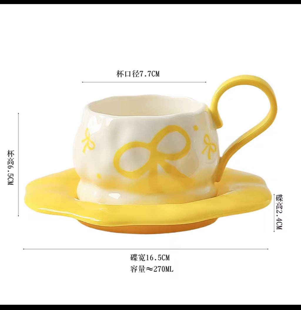 Bow ceramic mug saucer
