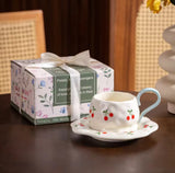 Cherry ceramic mug saucer