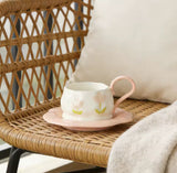Floral ceramic mug saucer