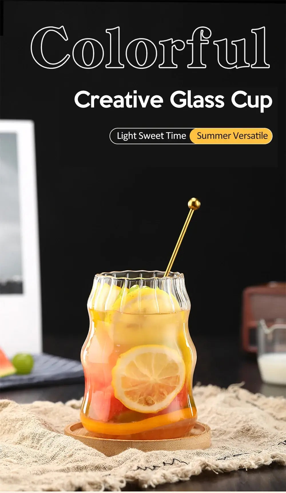 Caterpillar glass tumbler