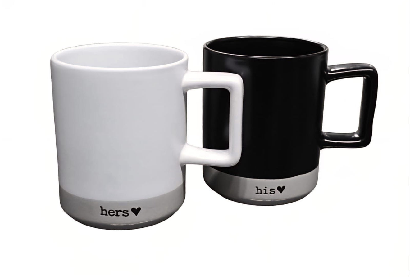 Couple ceramic mugs set of 2