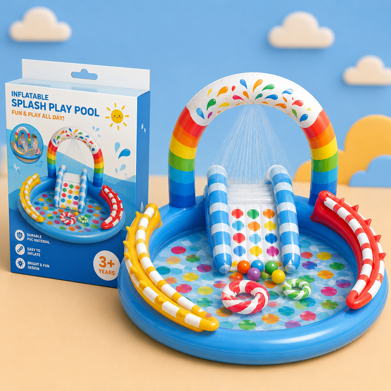 Bestway Splash & Play Inflatable Kiddie Pool with Sprinkler