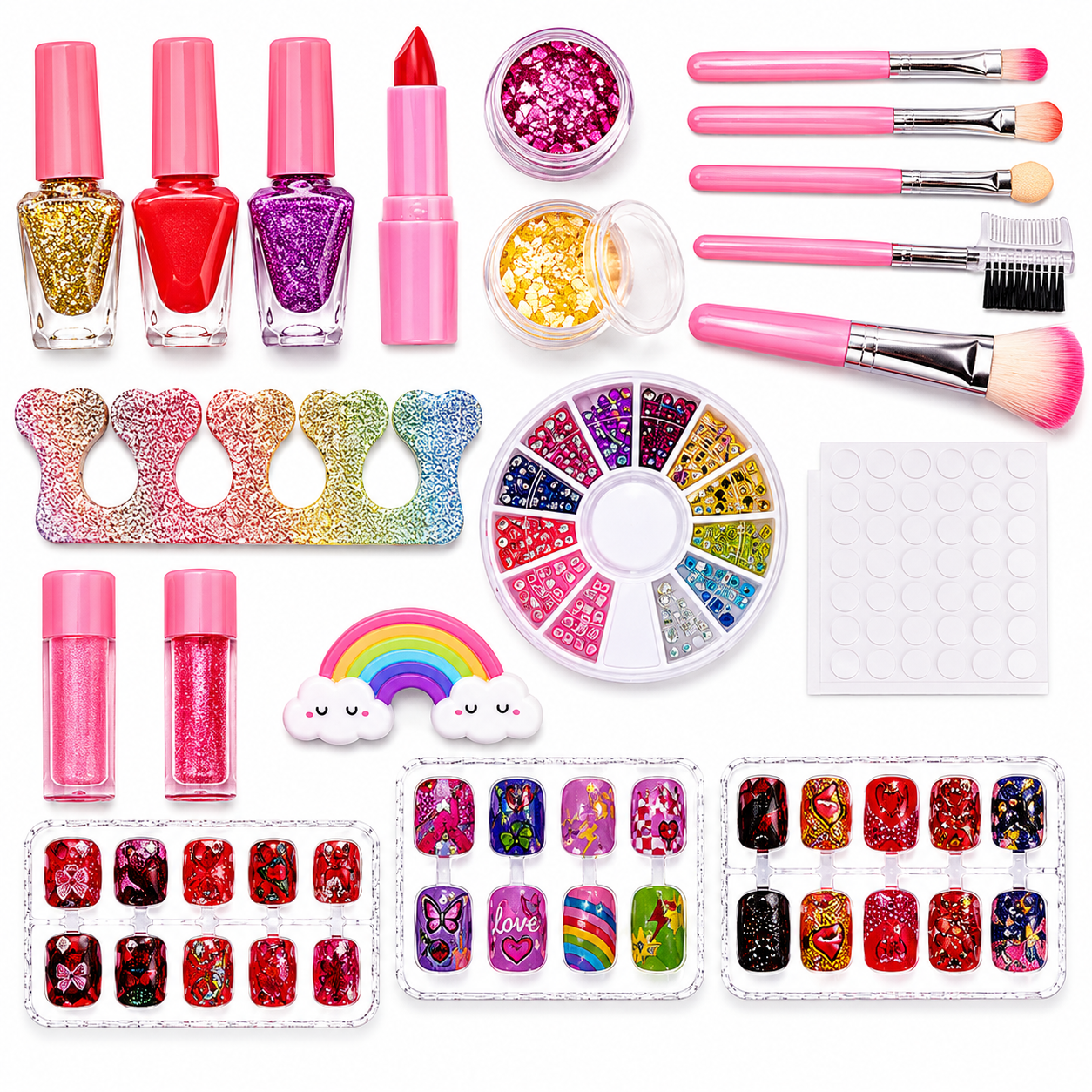 Pretend Beauty & Cosmetic Play Set with Carry Case for Girls