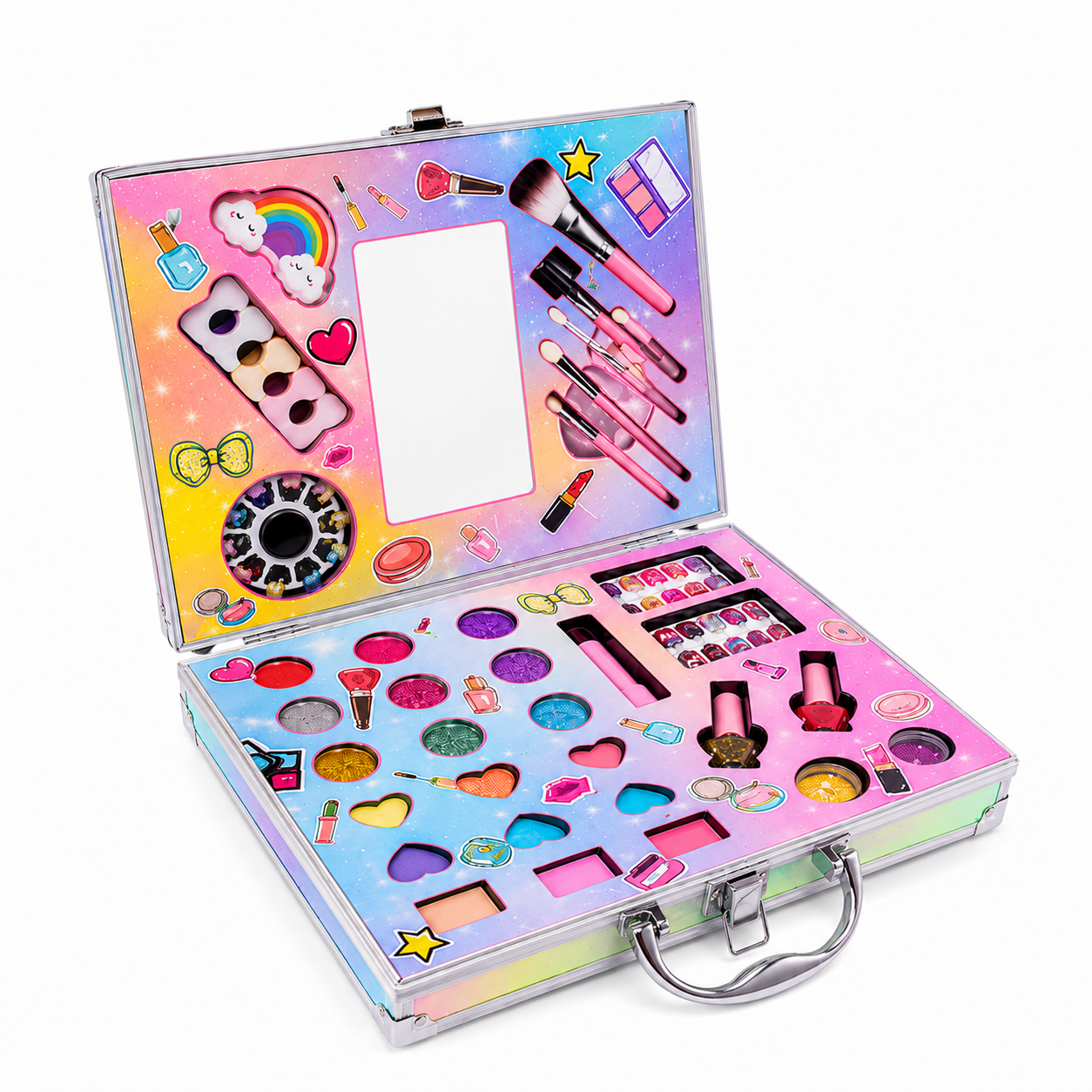 Pretend Beauty & Cosmetic Play Set with Carry Case for Girls