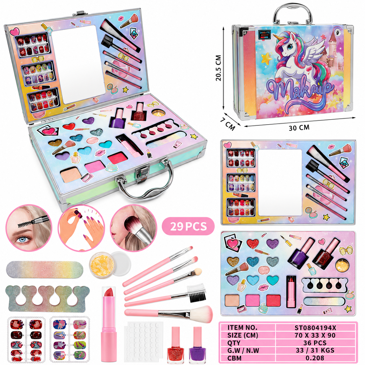 Pretend Beauty & Cosmetic Play Set with Carry Case for Girls