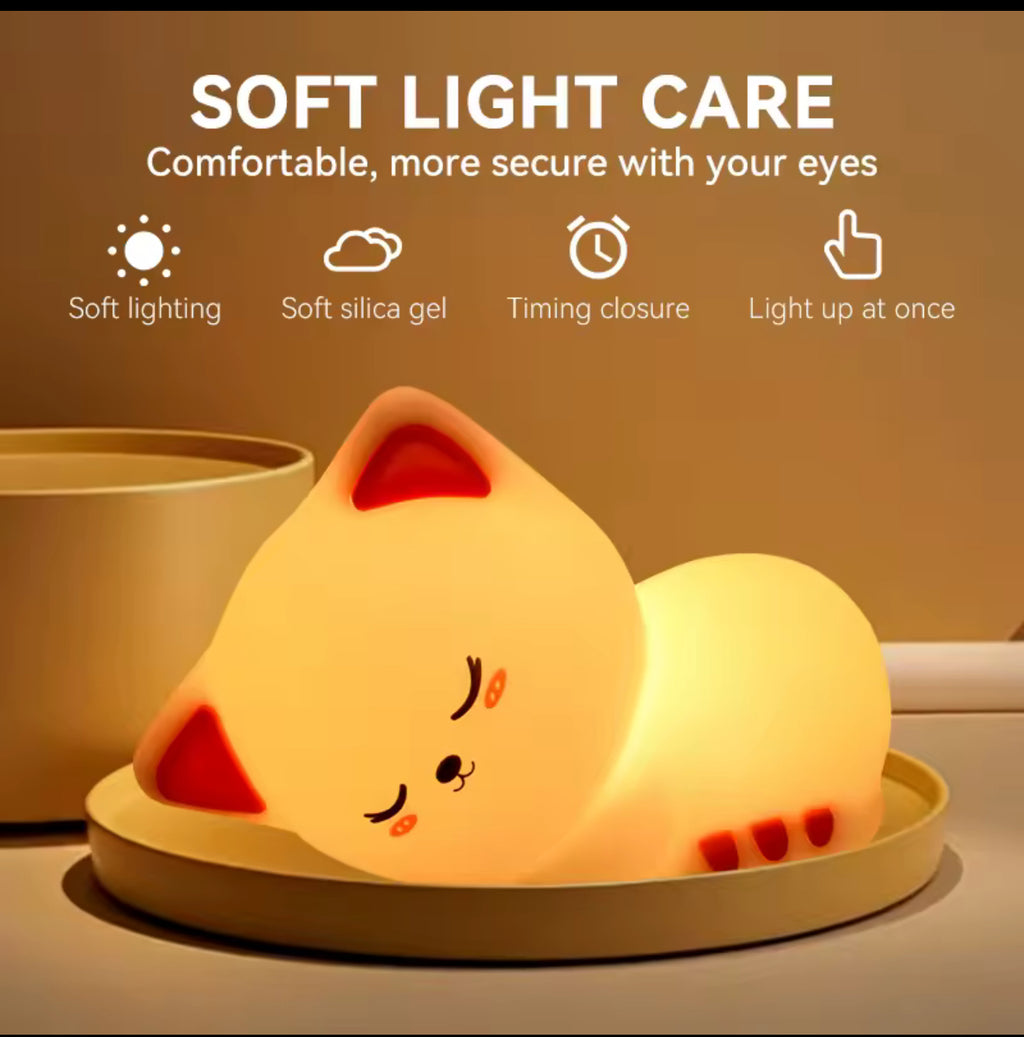 Sleeping cat silicone lamp