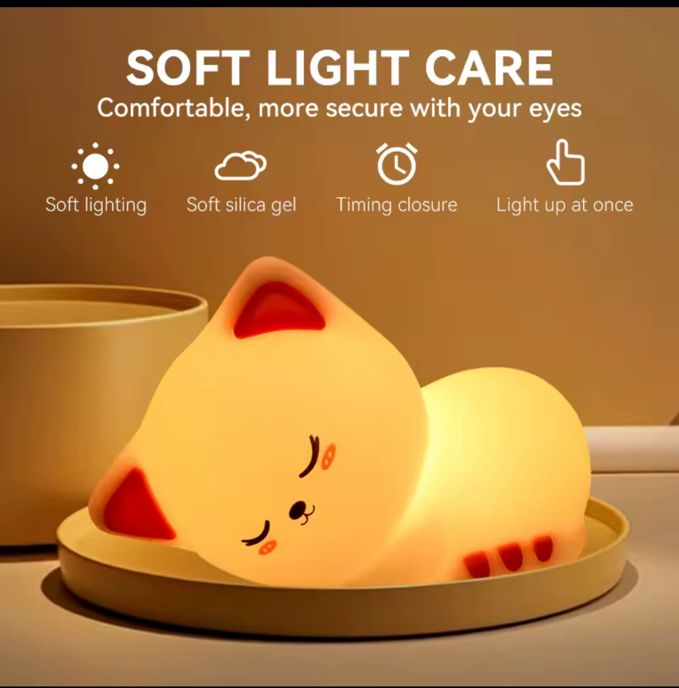 Sleeping cat silicone lamp
