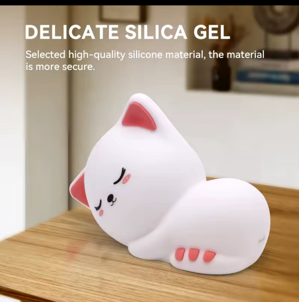 Sleeping cat silicone lamp