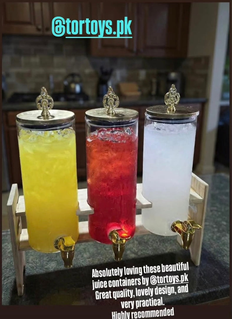3 in 1 Juice Dispenser - With Bamboo stand and airtight lid - 5500 Ml