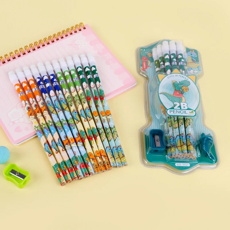 12 pcs pencil set dino