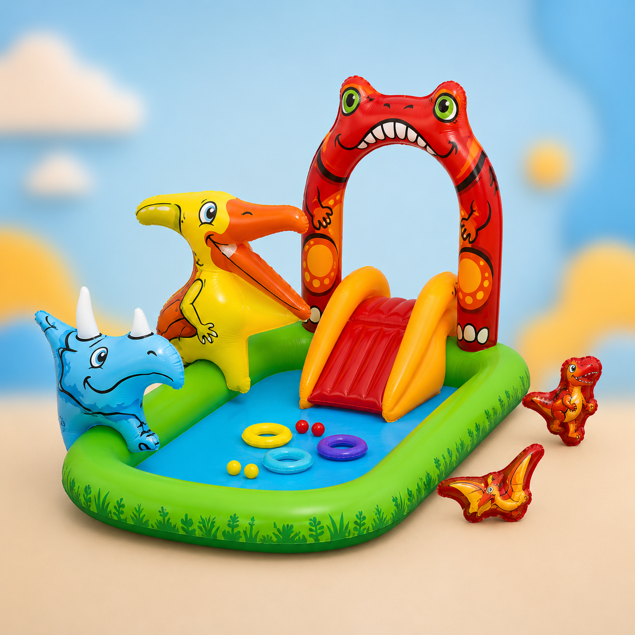 Kids Dinosaur Inflatable Water Play Center with Slide & Sprinkler 53160