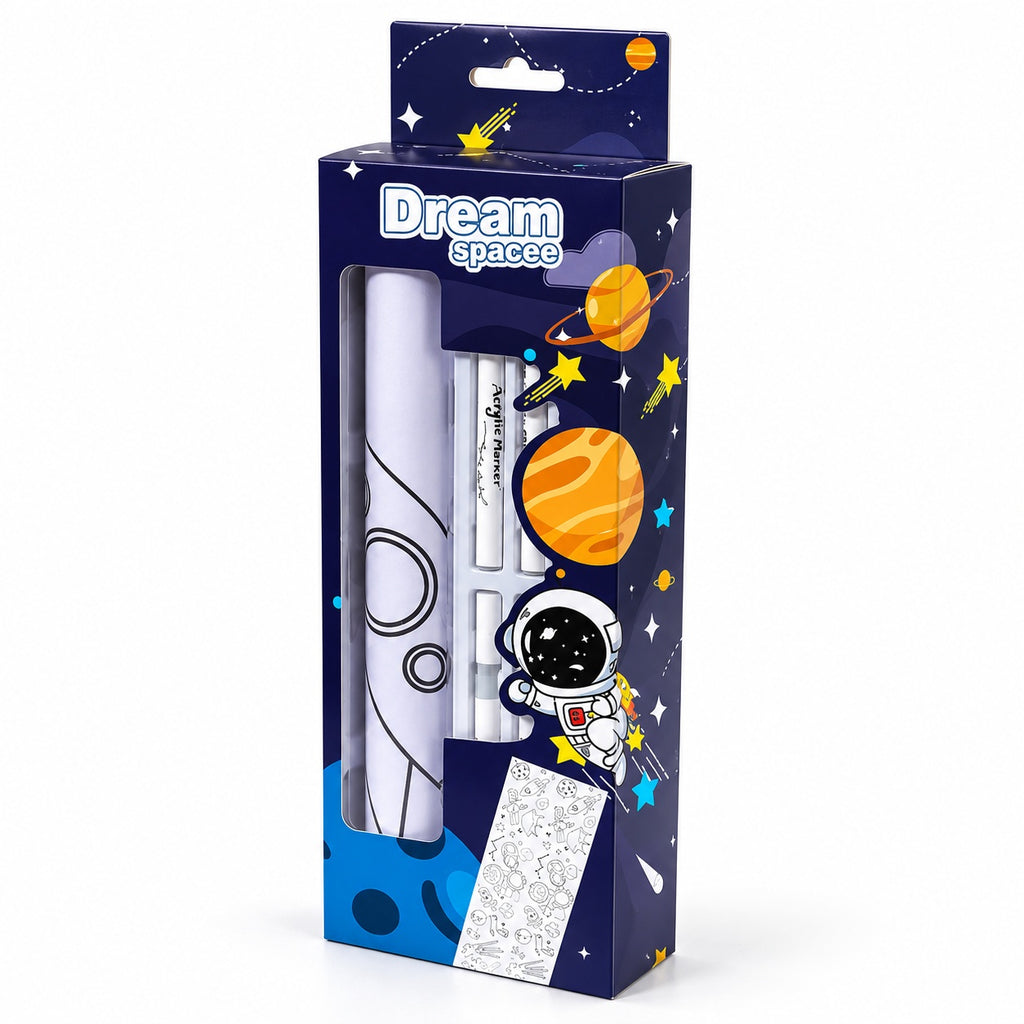 Kids Graffiti Coloring Roll Set with 4 Acrylic Markers