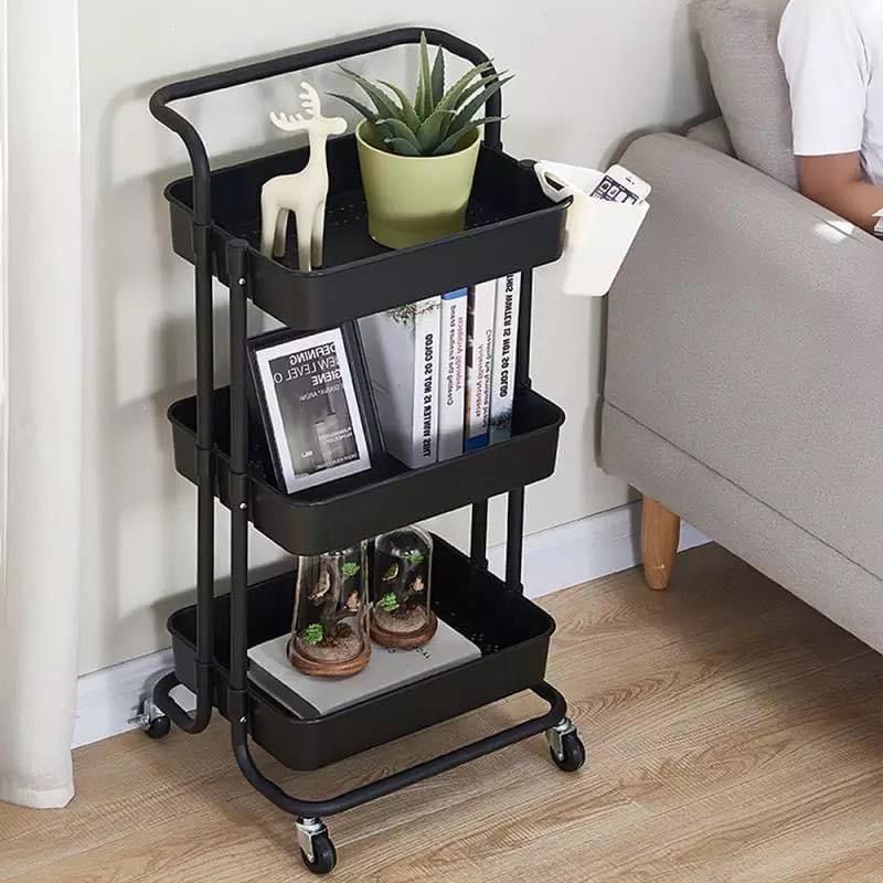 Multipurpose Trolley - 3 Layers Metal Household Bathroom Kitchen Trolley with Wheel