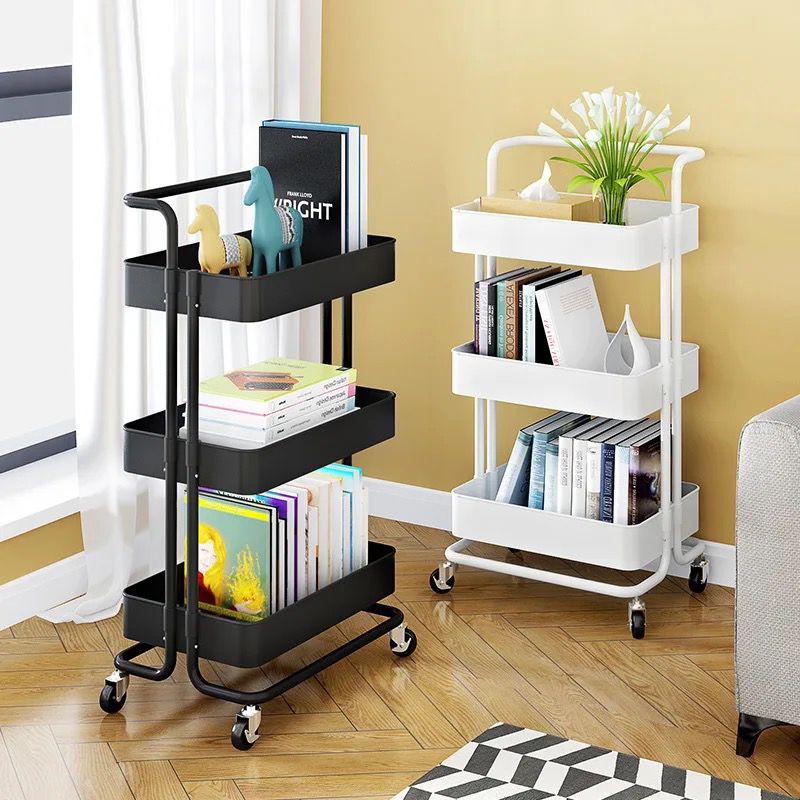 Multipurpose Trolley - 3 Layers Metal Household Bathroom Kitchen Trolley with Wheel